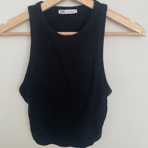 Black Zara cotton muscle tank